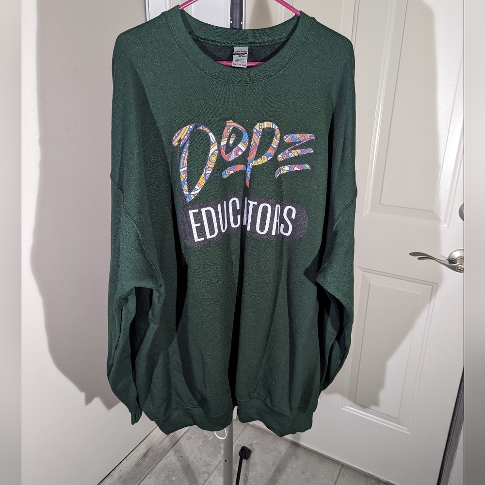 VINTAGE Gildan Sweatshirt Crew Neck Fleece Dope Educators Men's Size 5XL - Picture 1 of 4